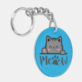 Cute Kat Miau Sleutelhanger – Grappig Kitty Cadeau (Voorkant Links)