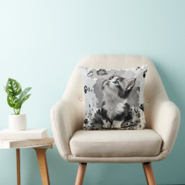 Cute Kat Miauw | Cozy Zwart & Wit Worp Kussen