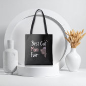 Cute Kat Moeder Roze Strik Kawaii Design Tote Bag