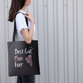 Cute Kat Moeder Roze Strik Kawaii Design Tote Bag