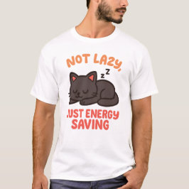 Cute Kat "Niet Lui, Alleen Energiebesparing" Desig T-shirt