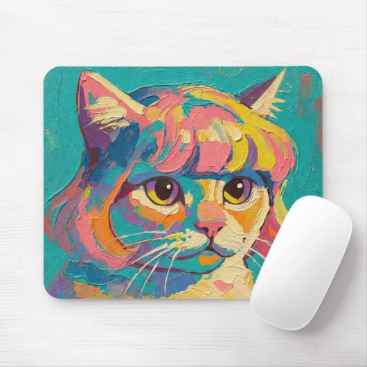 Cute Kat Olie Schilderij (#5) Muismat (Met muis)