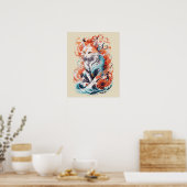 Cute kat ontwerp in neo-traditionele stijl poster (Keuken)