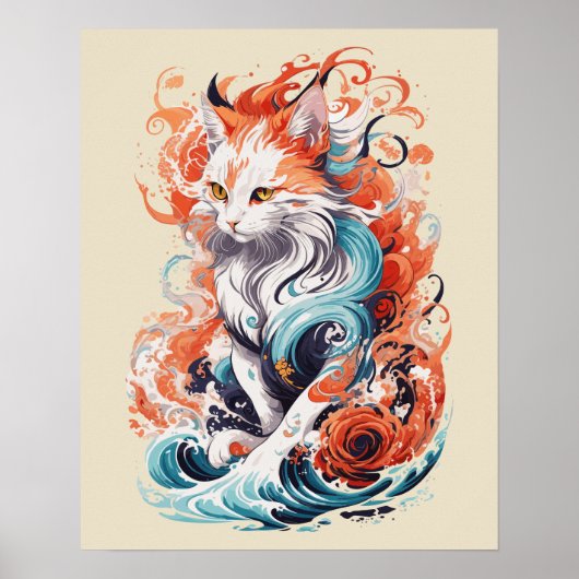 Cute kat ontwerp in neo-traditionele stijl poster (Voorkant)
