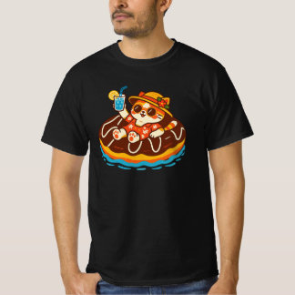 Cute Kat op Chocolade Donut Drijvende Stoel | Zome T-shirt