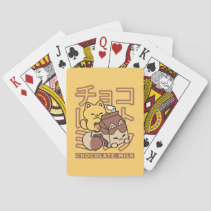Cute Kat op Chocolademelk Karton Kawaii Kunst Pokerkaarten