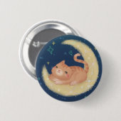Cute Kat op de Maan Ronde Button 5,7 Cm (Voorkant /achterkant)