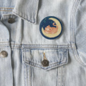 Cute Kat op de Maan Ronde Button 5,7 Cm (In situ)
