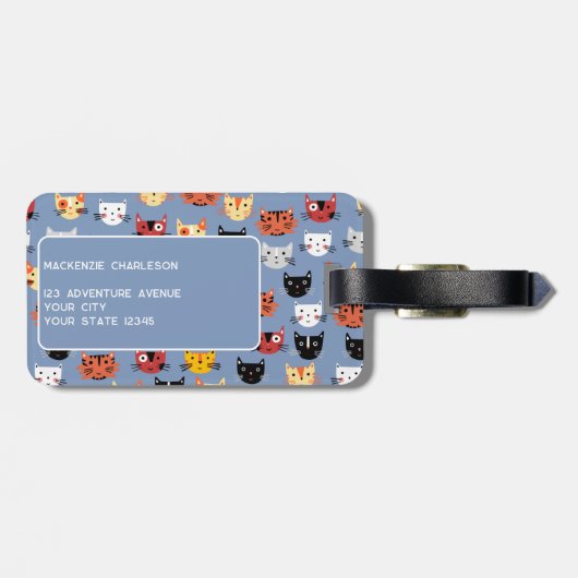 Cute Kat Patroon Bagagelabel (Achterkant horizontaal)