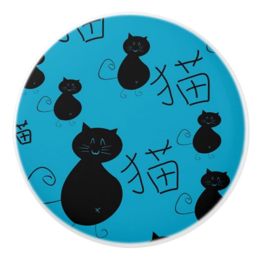 Cute kat patroon keramische knop (Voorkant)
