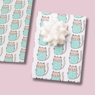 Cute Kat Patroon Meisjes Verjaardag Cadeaupapier