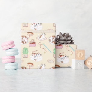 Cute Kat Pattern in beige Wrapping Paper Cadeaupapier