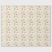 Cute Kat Pattern in beige Wrapping Paper Cadeaupapier (Vlak)