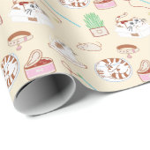 Cute Kat Pattern in beige Wrapping Paper Cadeaupapier (Rol Hoek)