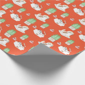Cute Kat Pattern in Red Wrapping Paper Cadeaupapier (Hoek)