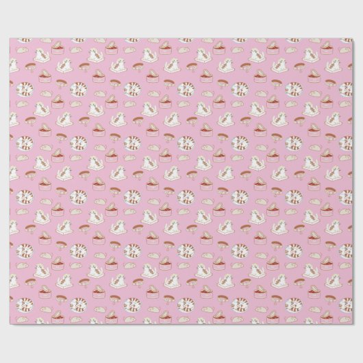 Cute Kat Pattern in Roze Wrapping Paper Cadeaupapier (Vlak)