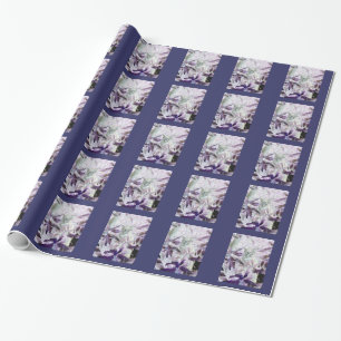 Cute Kat Pattern Paarse Abstracte Leaves Cadeaupapier