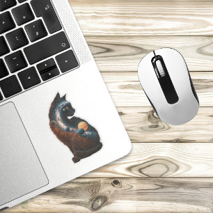 Cute Kat Planeten Maan Sterren, Leuke Dieren, Wate Sticker