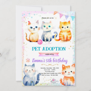 Cute kat poes thema feest uitnodiging