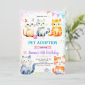 Cute kat poes thema feest uitnodiging (Staand voorkant)