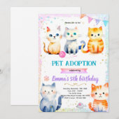 Cute kat poes thema feest uitnodiging (Voorkant / Achterkant)