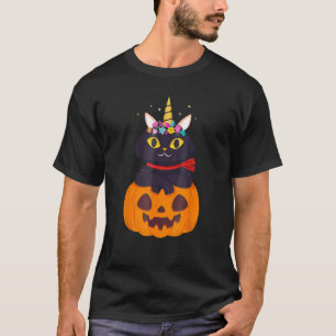 Cute Kat Pompoen Eenhoorn Halloween Kostuum Meisje T-shirt