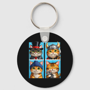 Cute Kat Portret Pop Art Katten Cute Kleur Blok Sleutelhanger