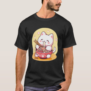 Cute Kat Ramen Noedels Japanse Neko T-shirt