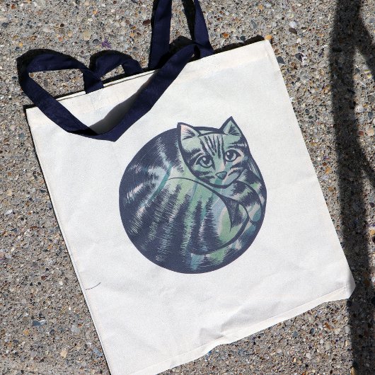 Cute Kat Round Cat Art Tote Bag