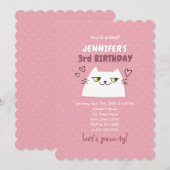Cute Kat Roze Kinderverjaardag Kaart (Voorkant / Achterkant)
