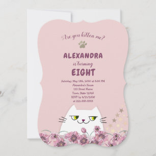 Cute Kat Roze Meisjes Verjaardag Kaart