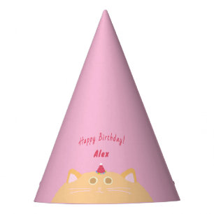 Cute Kat Roze Verjaardagsfeesthoed Feesthoedjes