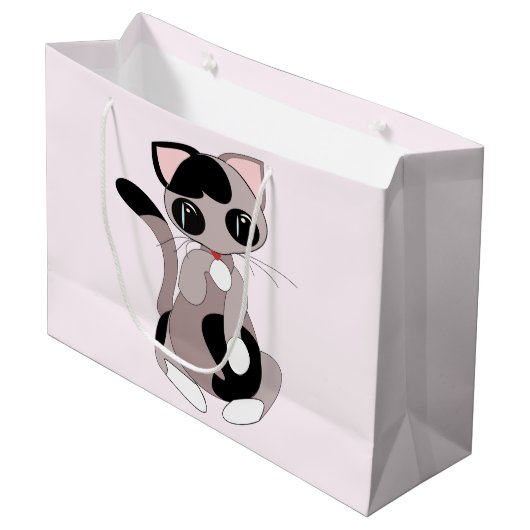 Cute Kat Schoon Roze Cadeautas - Aanpasbaar (Voorkant Gekanteld)