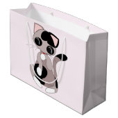Cute Kat Schoon Roze Cadeautas - Aanpasbaar (Achterkant Gekanteld)