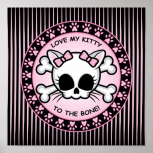 Cute Kat Skull Poster