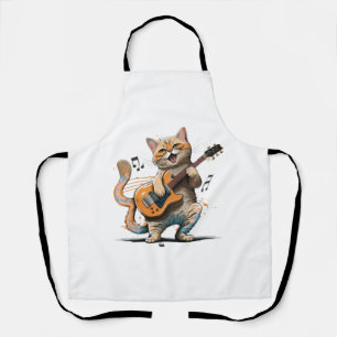 Cute Kat speelt Gitaar shirt, Cool katje Gitaar Schort