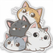 Cute Kat Stapeling – Schattige Kawaii Kat Sticker (Voorkant)