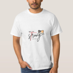 Cute kat & sterke kunst ontwerp t-shirt