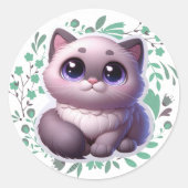 Cute-kat-sticker Ronde Sticker (Voorkant)