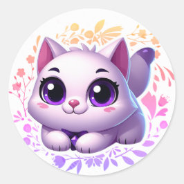 Cute-kat-sticker Ronde Sticker