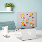 Cute Kat Sticker Vel | Dier Huisdier Stickers (Laptop op bureau)