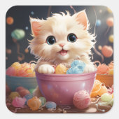 Cute-kat-sticker Vierkante Sticker (Voorkant)