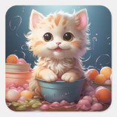 Cute-kat-sticker Vierkante Sticker (Voorkant)