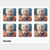 Cute-kat-sticker Vierkante Sticker (Vel)