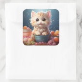 Cute-kat-sticker Vierkante Sticker (Tas)