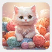 Cute-kat-sticker Vierkante Sticker (Voorkant)