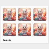 Cute-kat-sticker Vierkante Sticker (Vel)