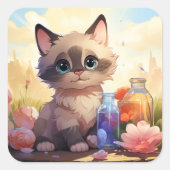 Cute-kat-sticker Vierkante Sticker (Voorkant)