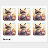 Cute-kat-sticker Vierkante Sticker (Vel)