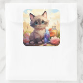 Cute-kat-sticker Vierkante Sticker (Tas)